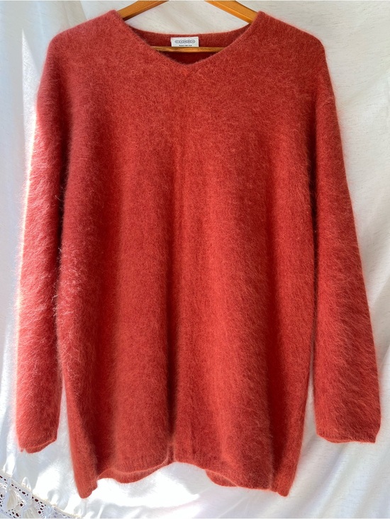 CANDA for C&A Sweaters - Angora Moher V-Neck Sweater Sunset Orange CANDA Made for C&A Woman Plus Size XXL